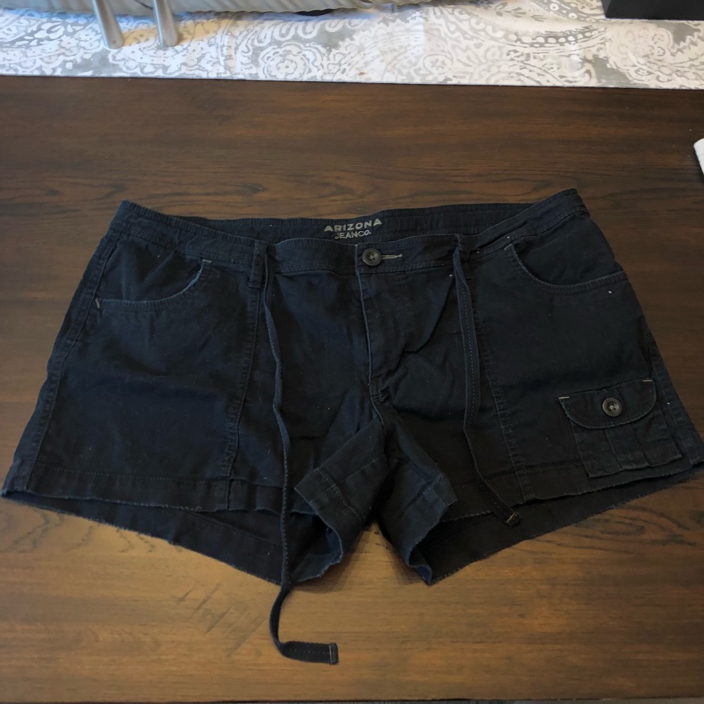 Black cargo style shorts